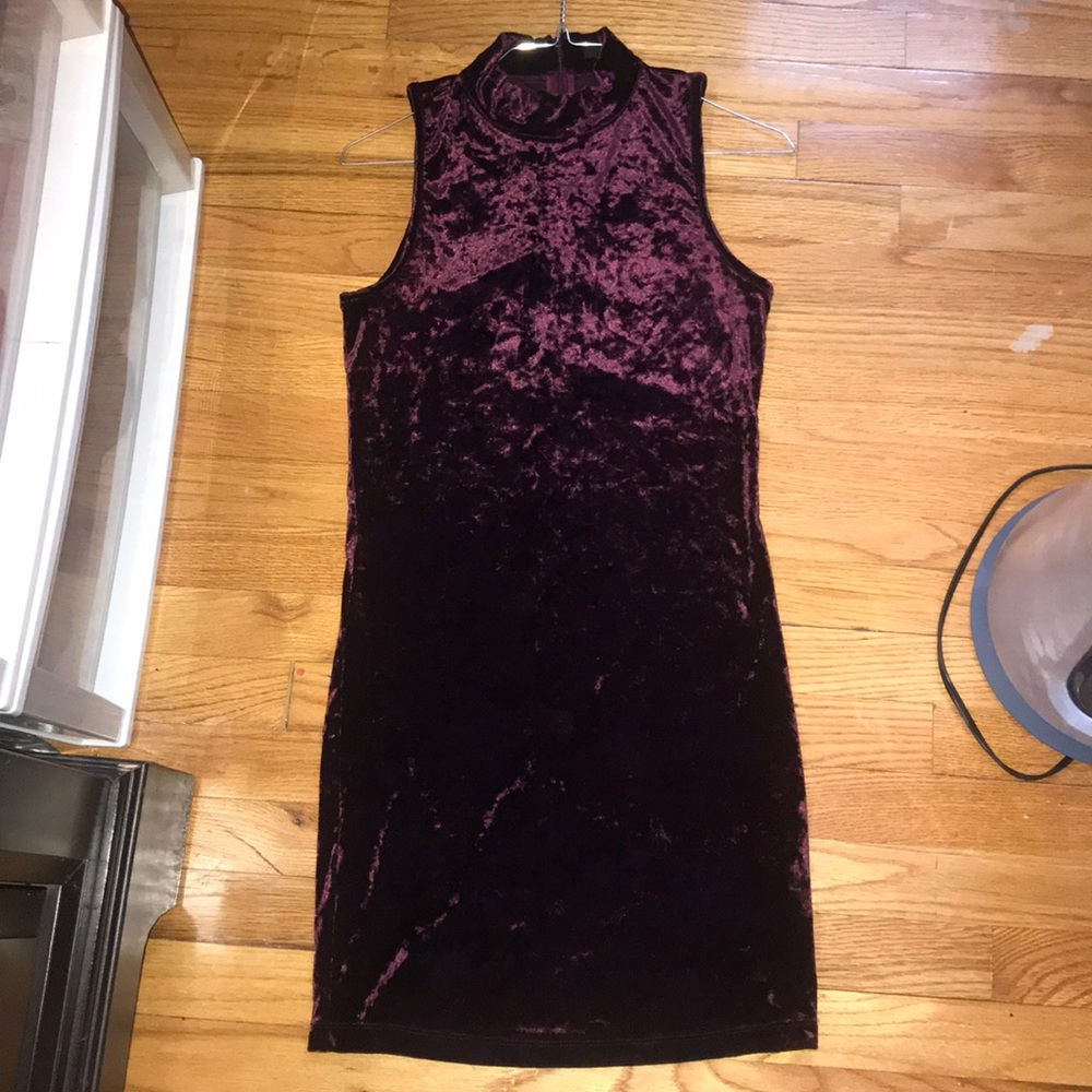 Maroon Velvet Turtle Neck Dress